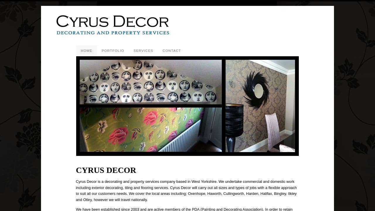 CYRUS DECOR LIMITED website screenshot