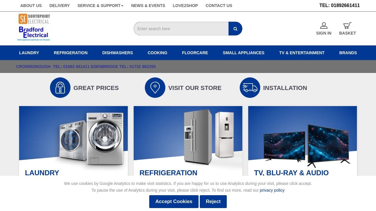BRADFORD ELECTRICAL (EDENBRIDGE) LIMITED website screenshot