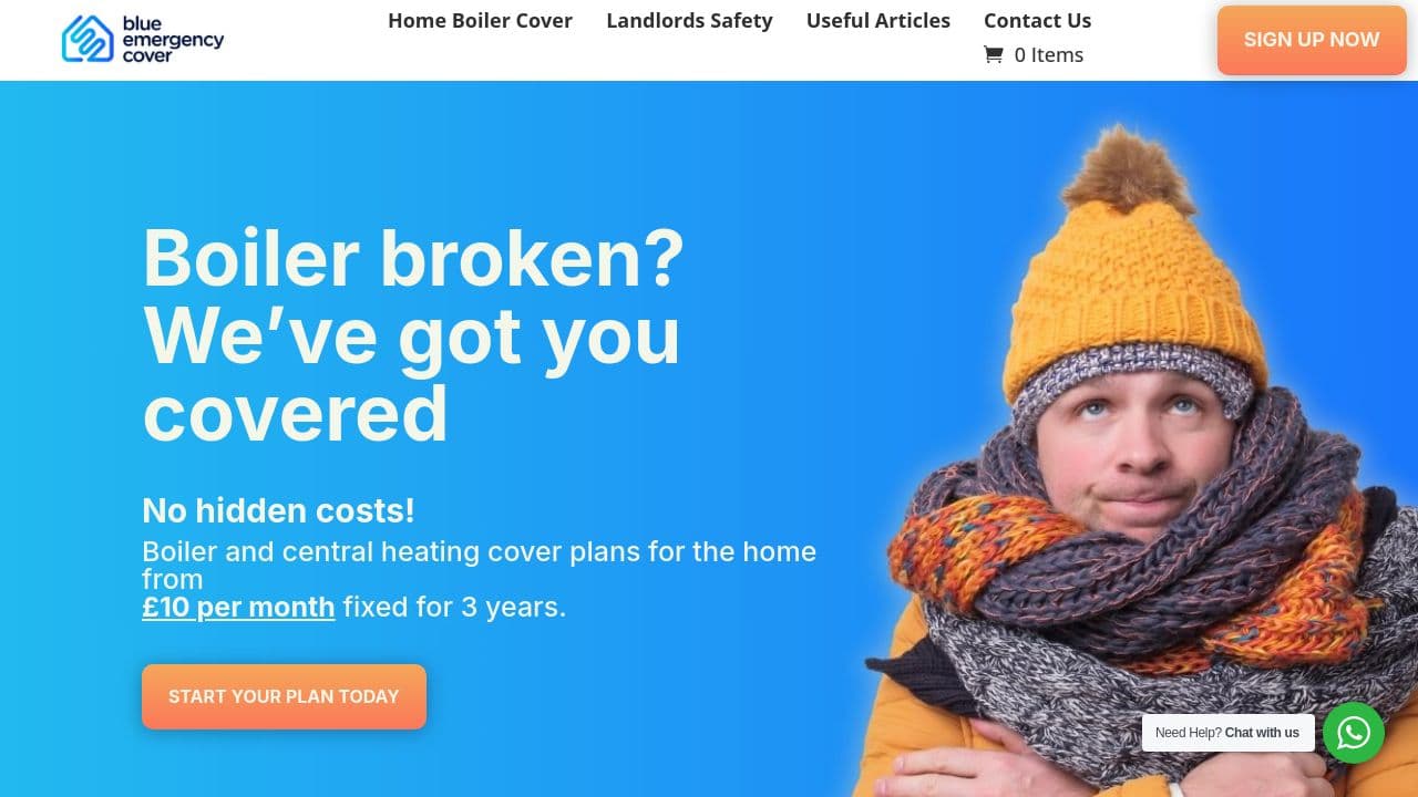 BLUE EMERGENCY COVER LIMITED website screenshot