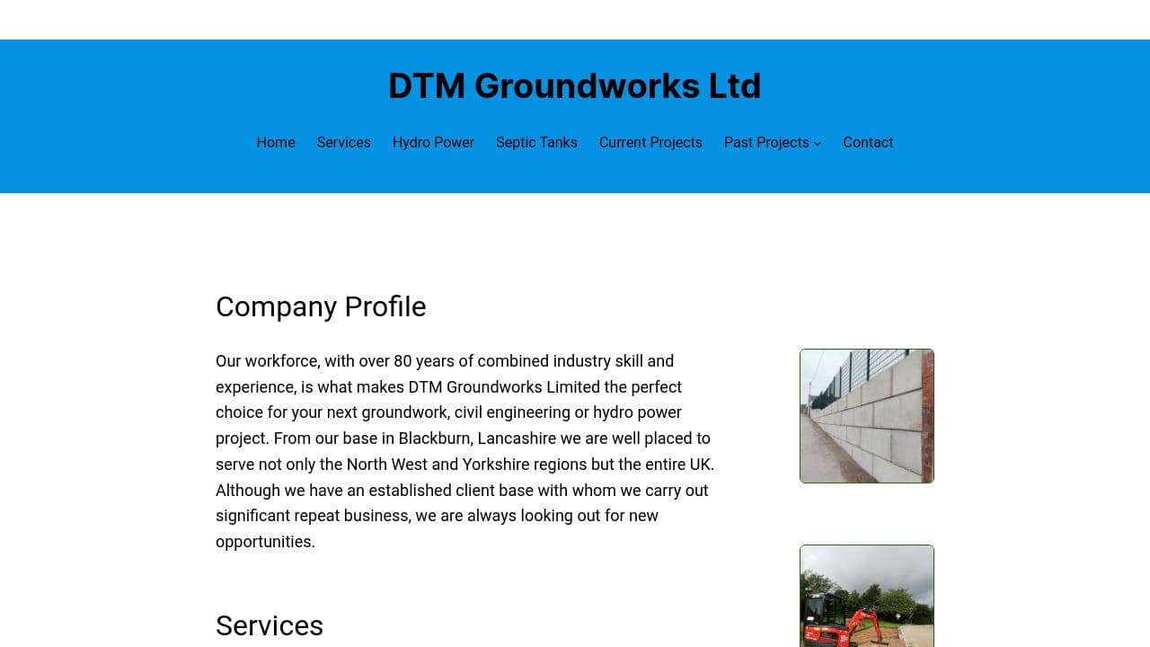 DTM GROUNDWORKS LIMITED website screenshot