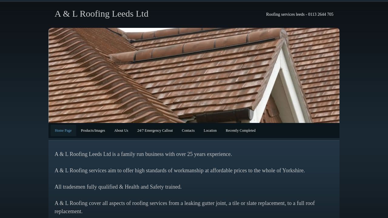 A & L ROOFING LEEDS LTD website screenshot