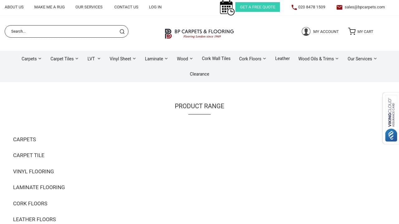 BP CARPETS AND FLOORING LTD website screenshot
