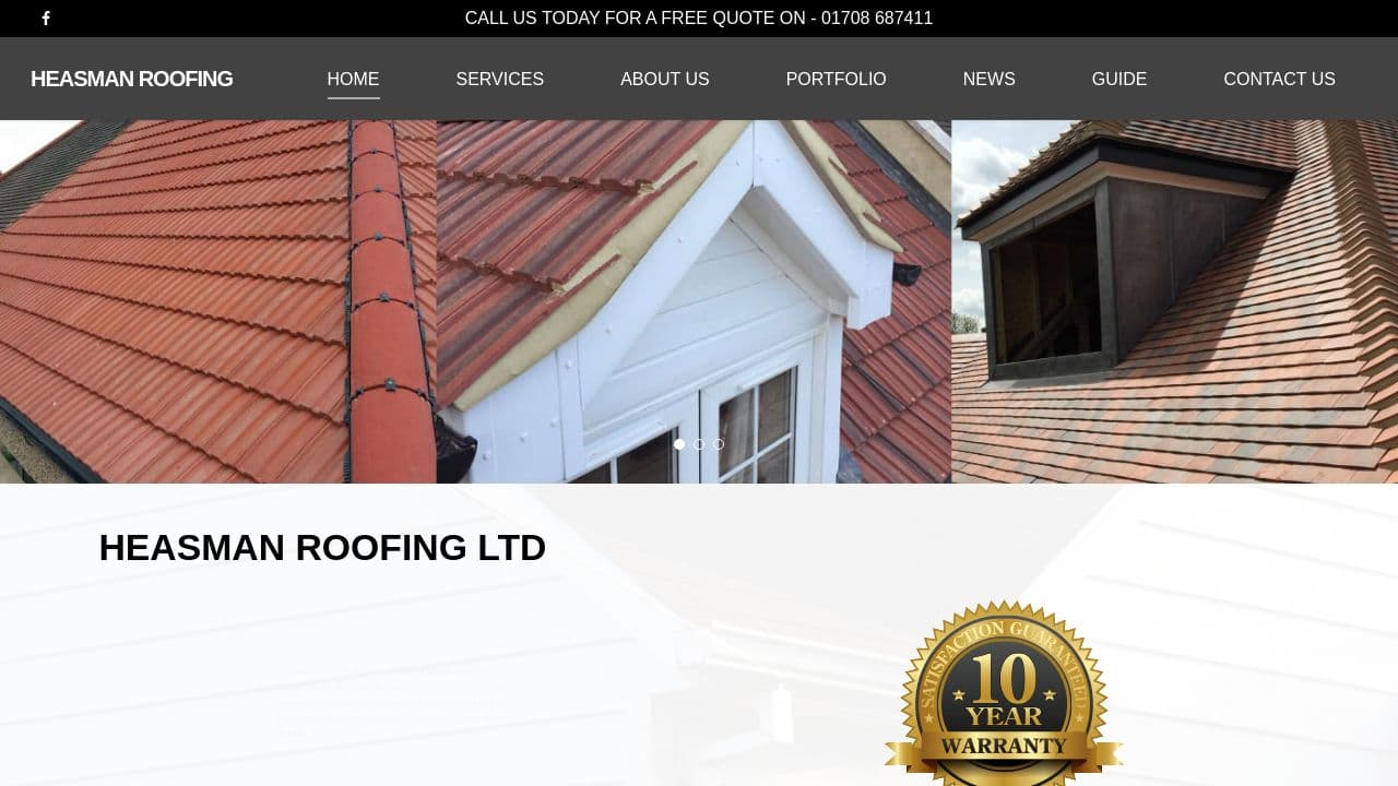 B & D HEASMAN ROOFING LIMITED website screenshot