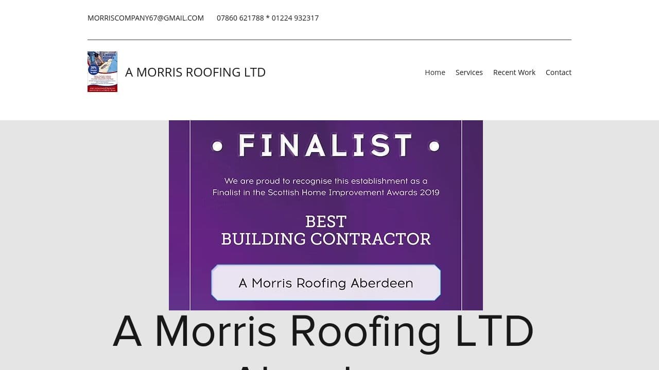 A MORRIS ROOFING LIMITED website screenshot