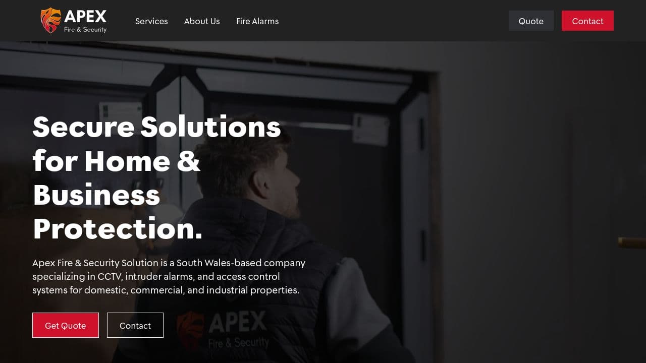 APEX FIRE AND SECURITY SOLUTIONS LIMITED website screenshot