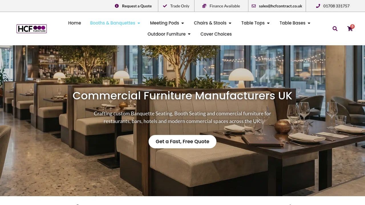 HCF CONTRACT FURNITURE LTD website screenshot