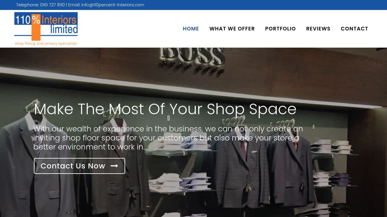 110% INTERIORS LIMITED website screenshot