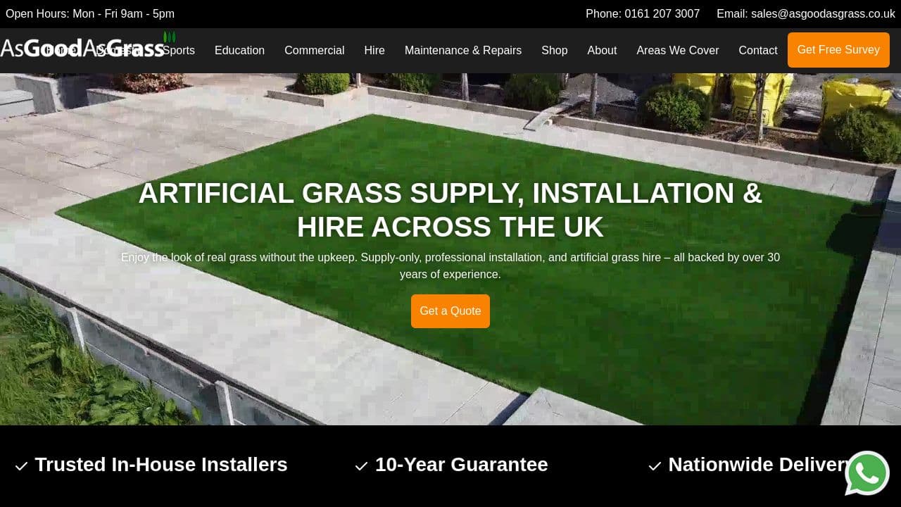 AS GOOD AS GRASS (UK) LTD website screenshot