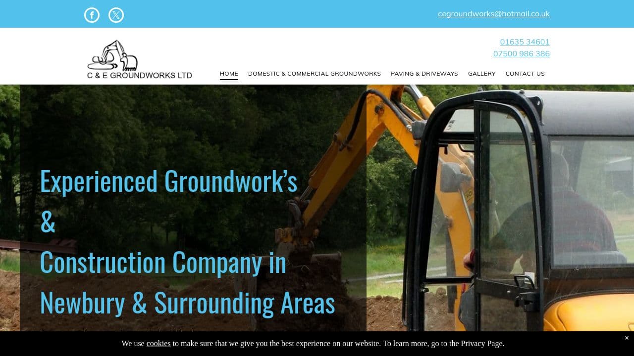 C & E GROUNDWORKS LTD website screenshot