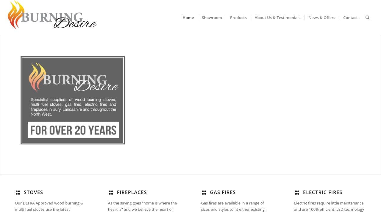 BURNING DESIRE FIREPLACE CENTRE (UK) LIMITED website screenshot