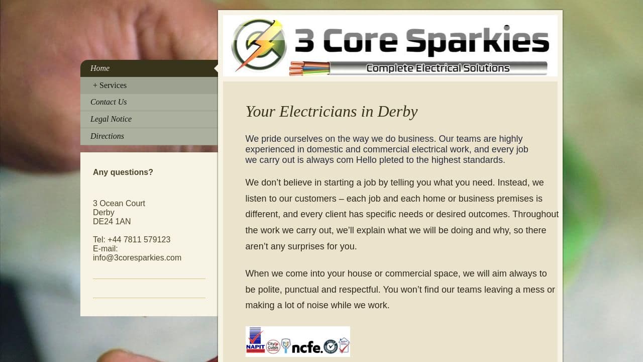2 CORE ELECTRICAL LIMITED website screenshot