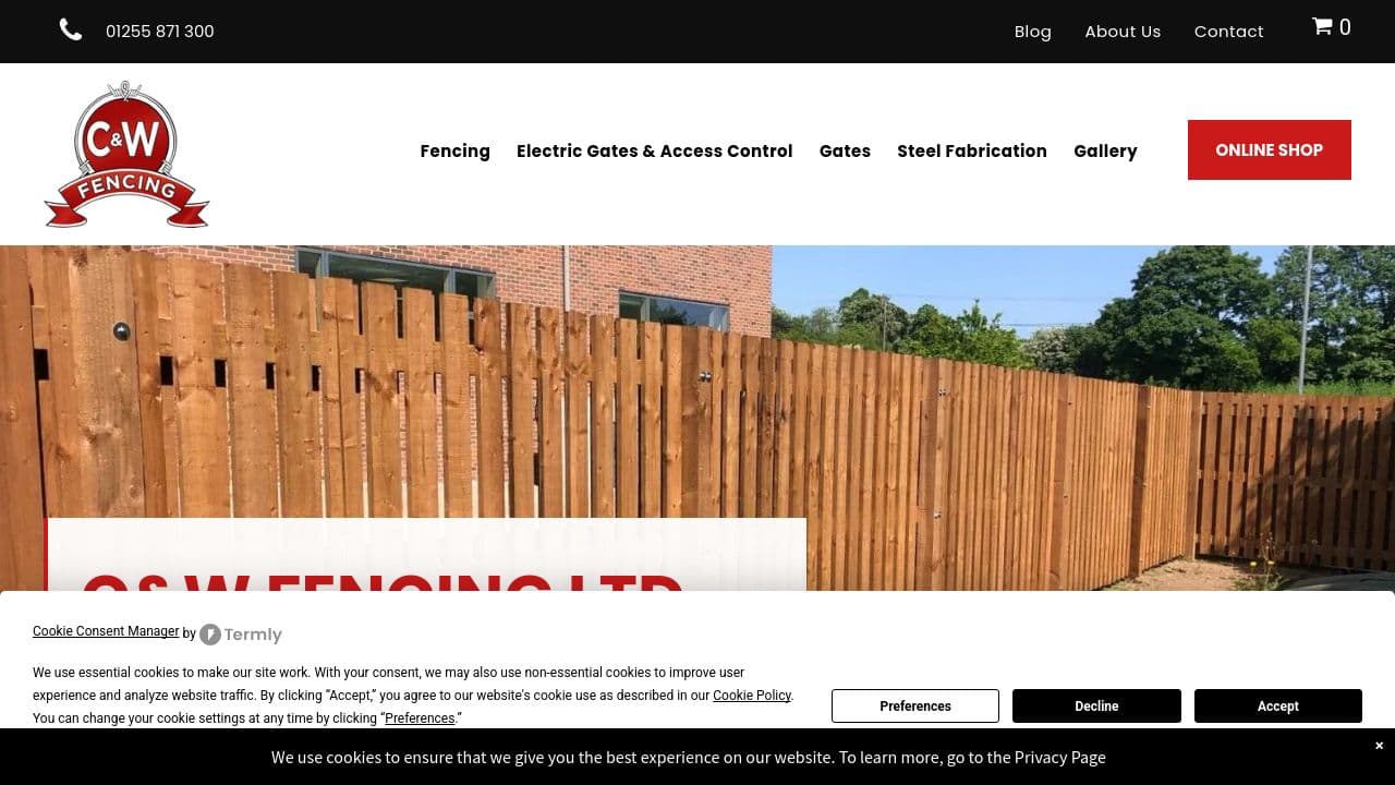 C & W FENCING LIMITED website screenshot