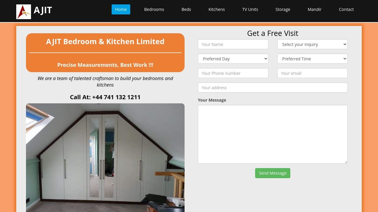 AJIT BEDROOM & KITCHEN LTD website screenshot
