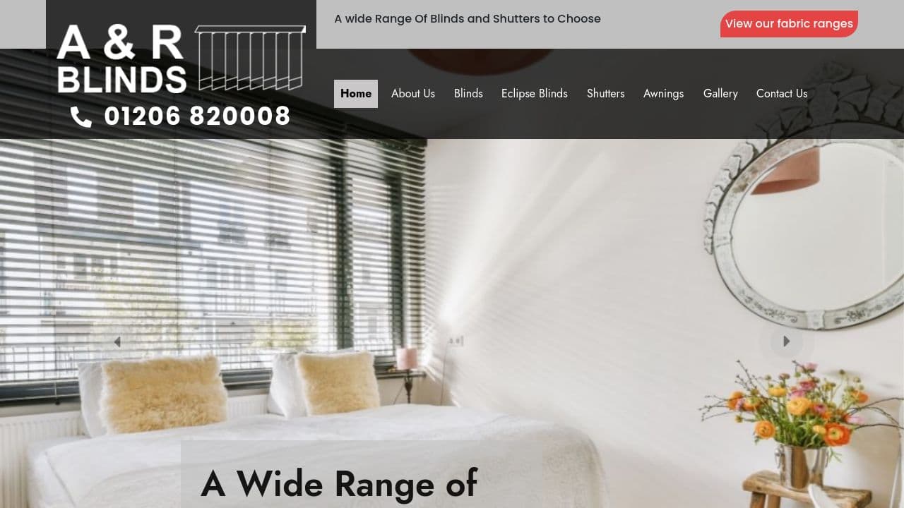 A & R BLINDS LTD website screenshot