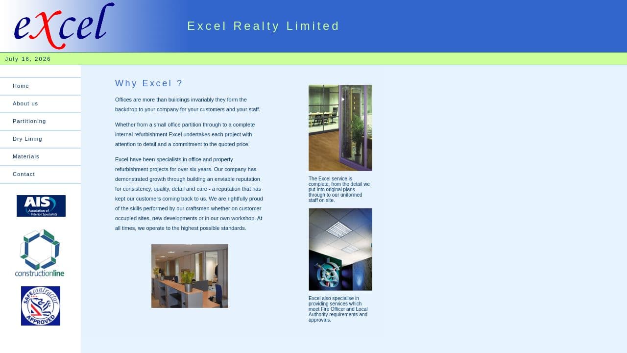 EXCEL REALTY LIMITED website screenshot