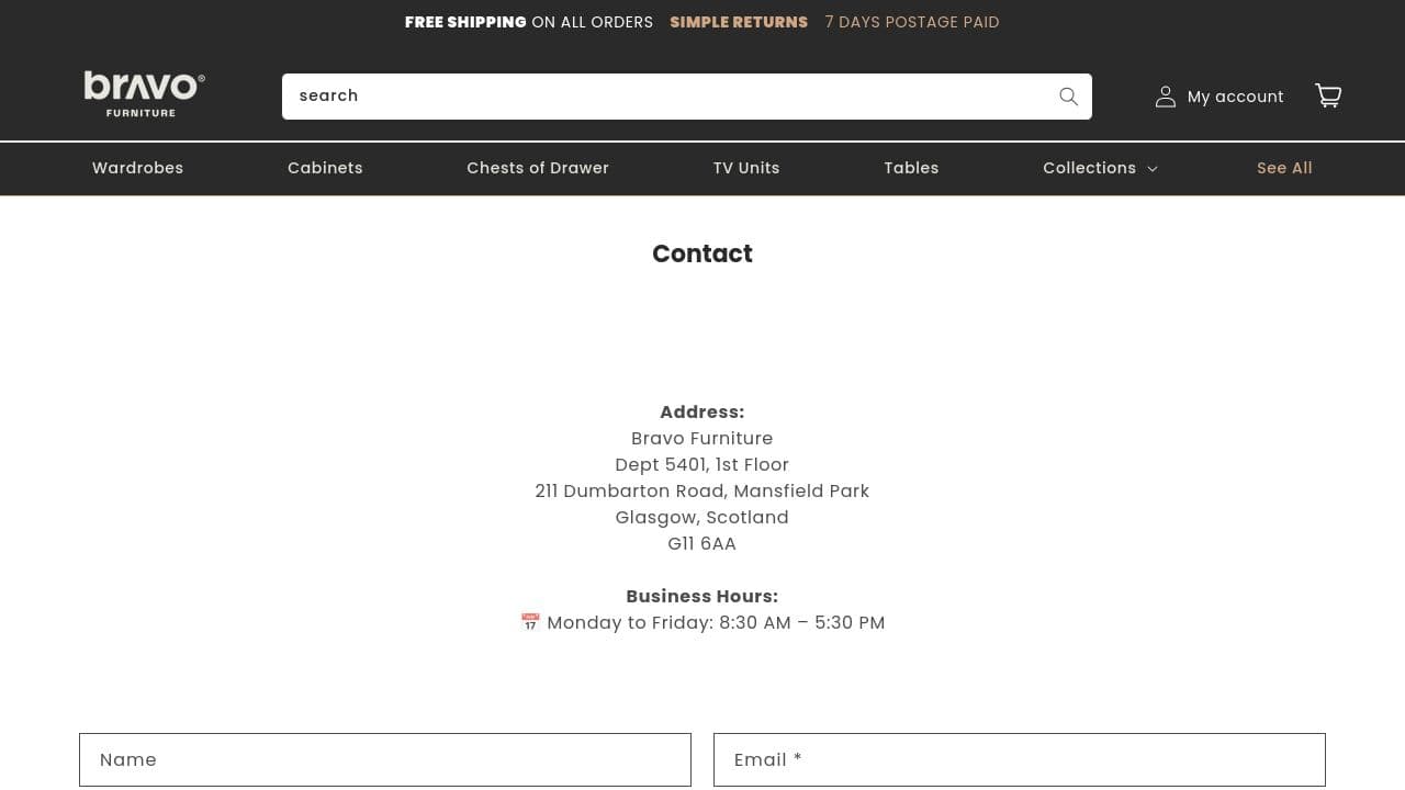 BRAVO FURNITURE LIMITED website screenshot