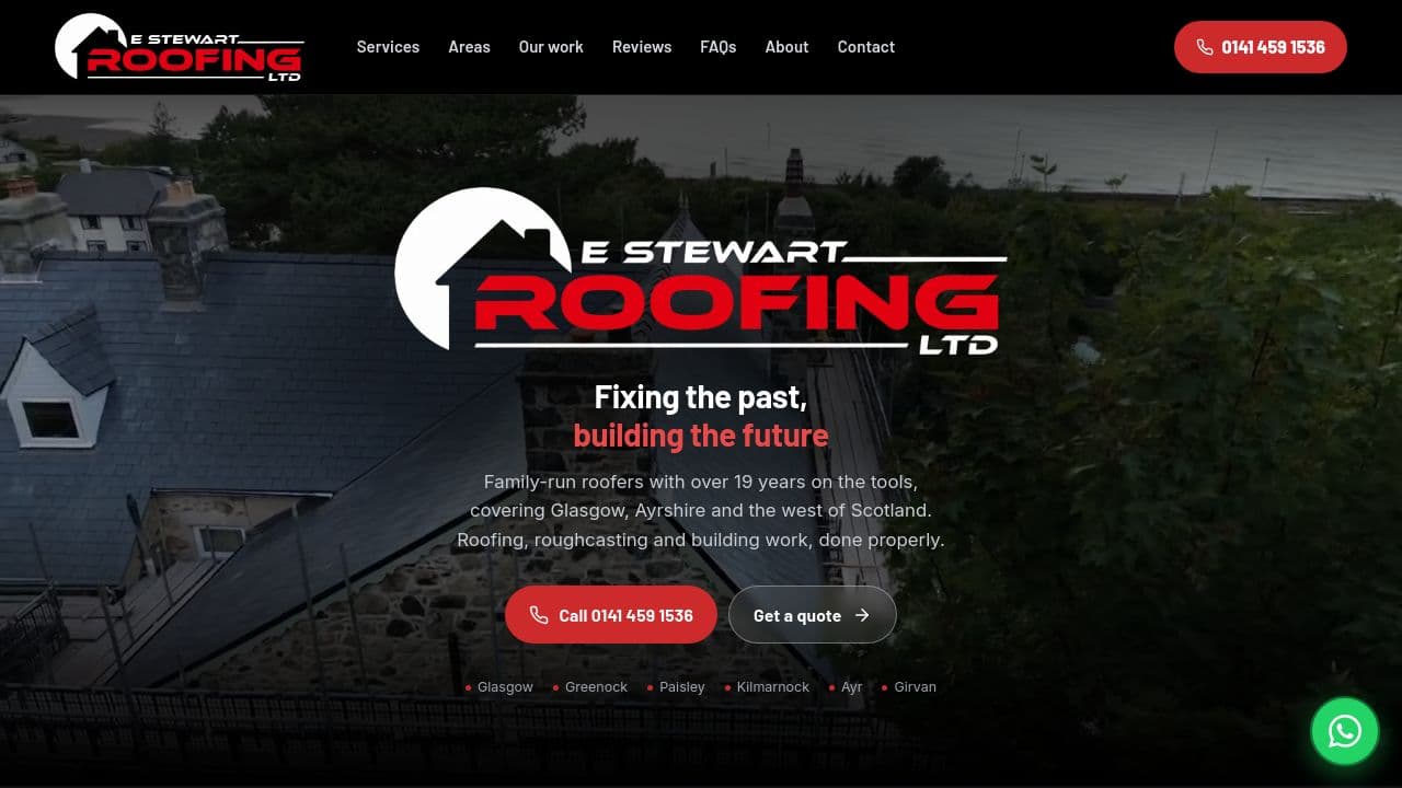 E STEWART ROOFING LTD website screenshot