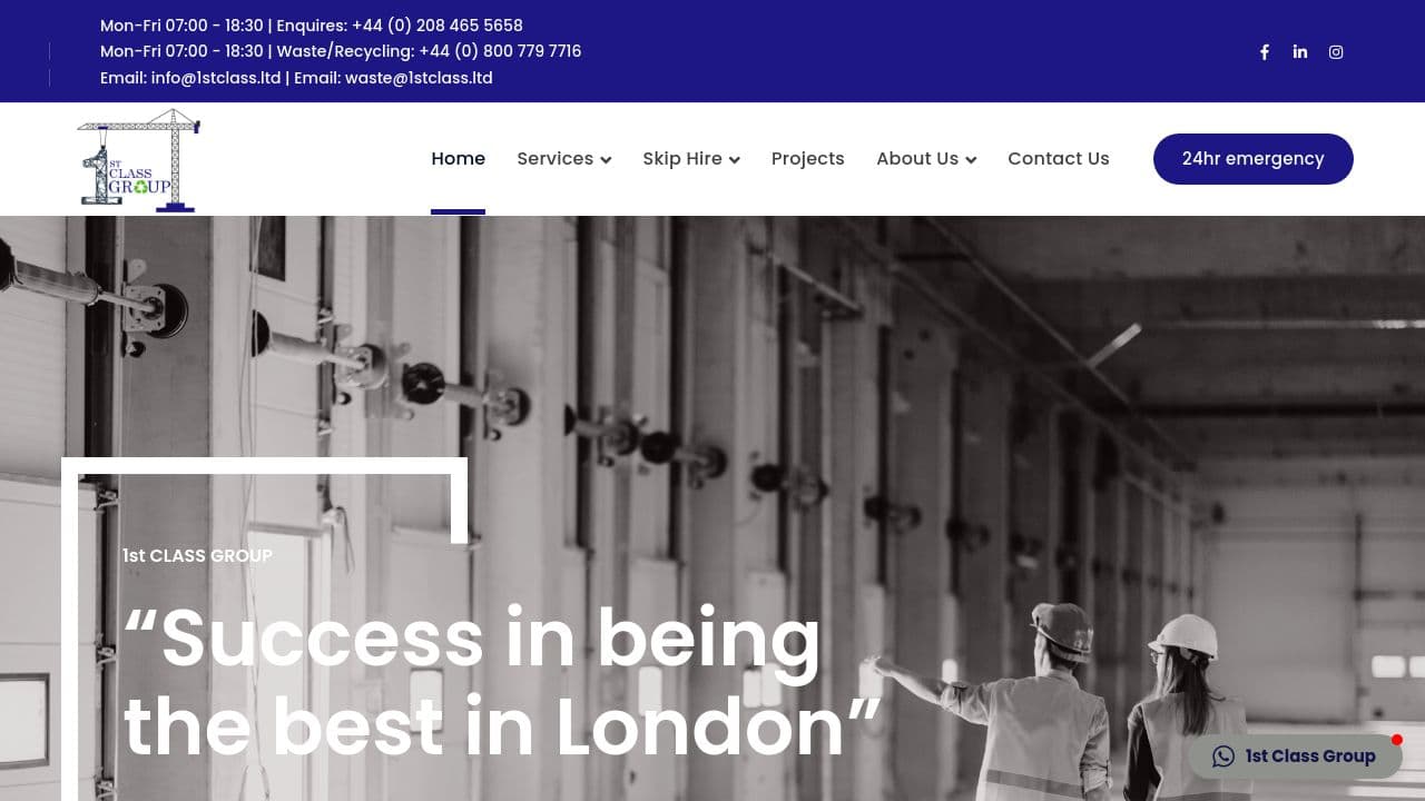 1ST CLASS SCAFFOLDING (SOUTH) LTD website screenshot