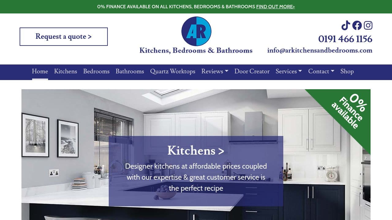 AR KITCHENS AND BEDROOMS LTD website screenshot