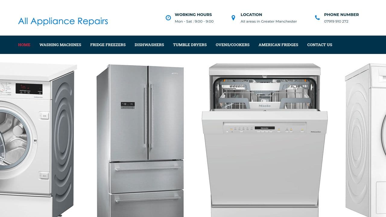 ALL APPLIANCE REPAIRS MANCHESTER LIMITED website screenshot