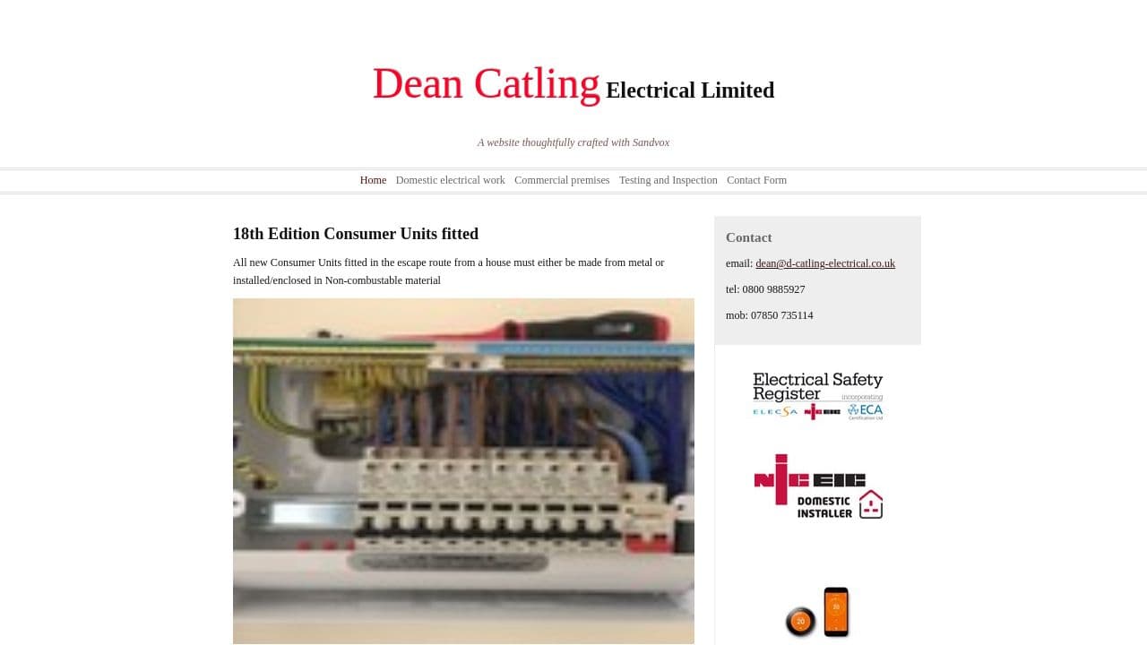 DEAN CATLING (ELECTRICAL) LIMITED website screenshot