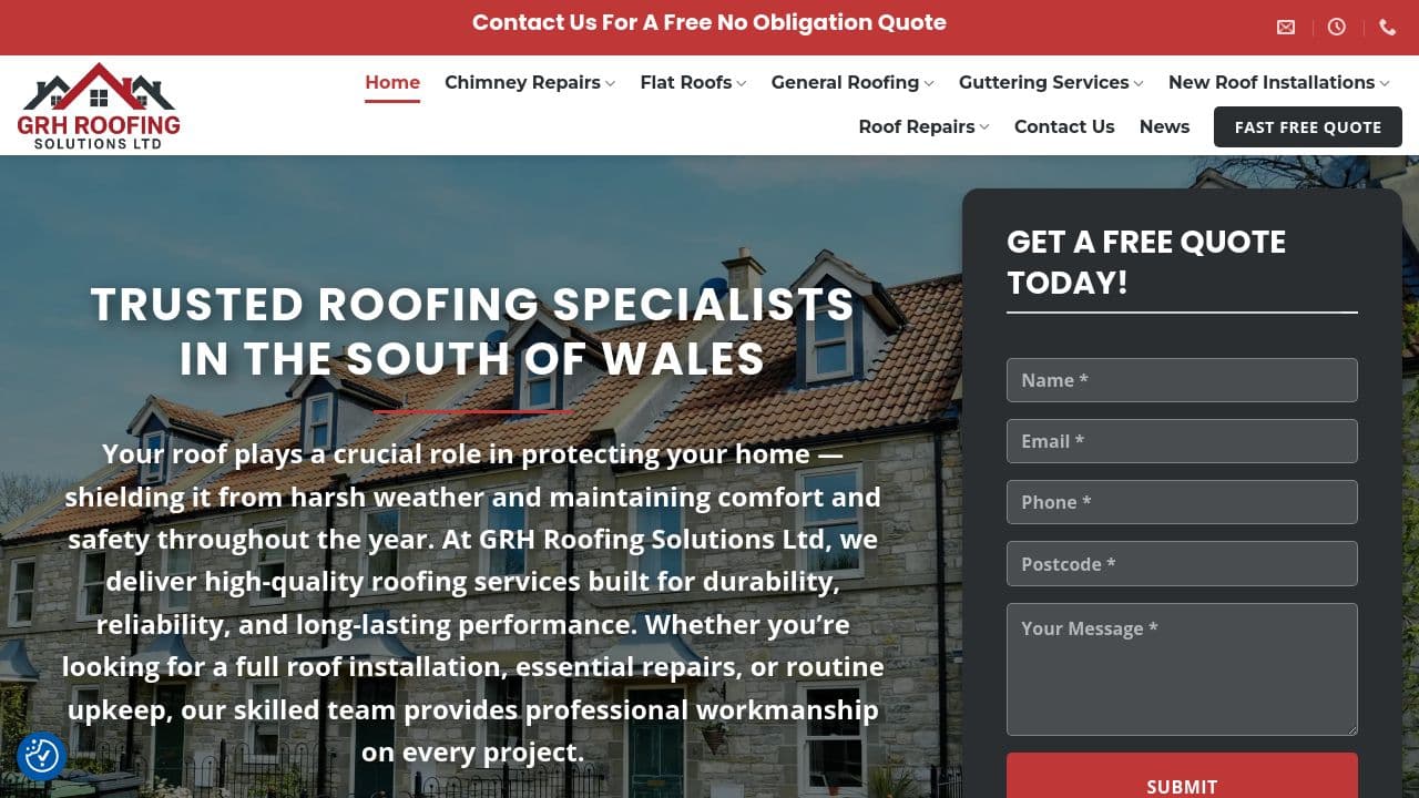GRH ROOFING SOLUTIONS LTD website screenshot
