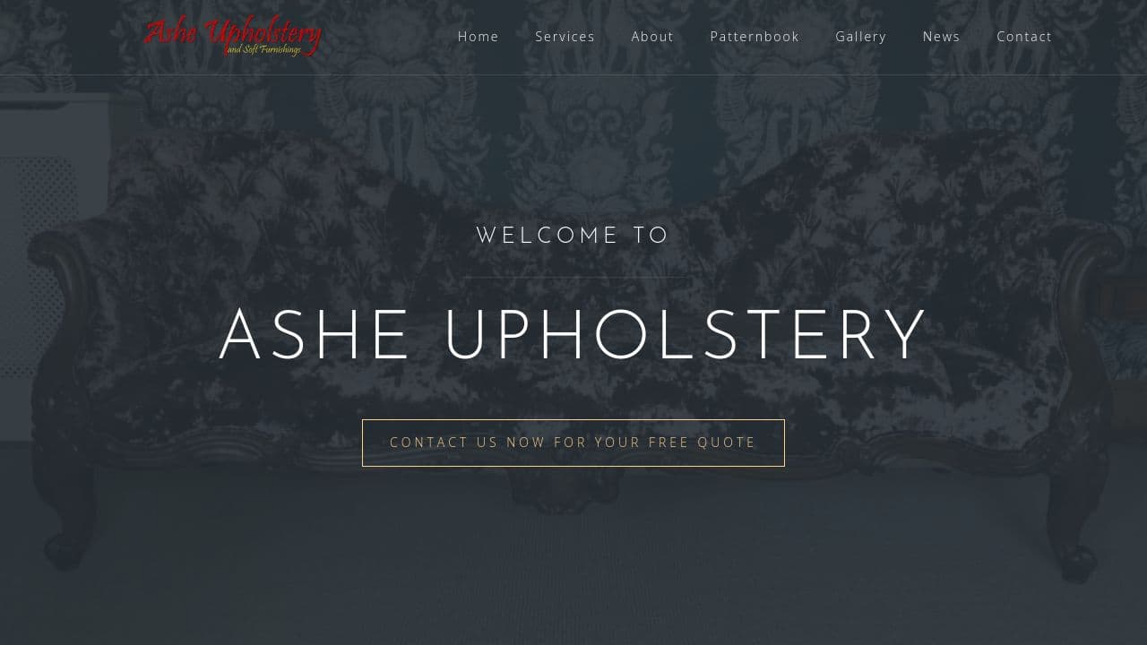 ASHE UPHOLSTERY LIMITED website screenshot