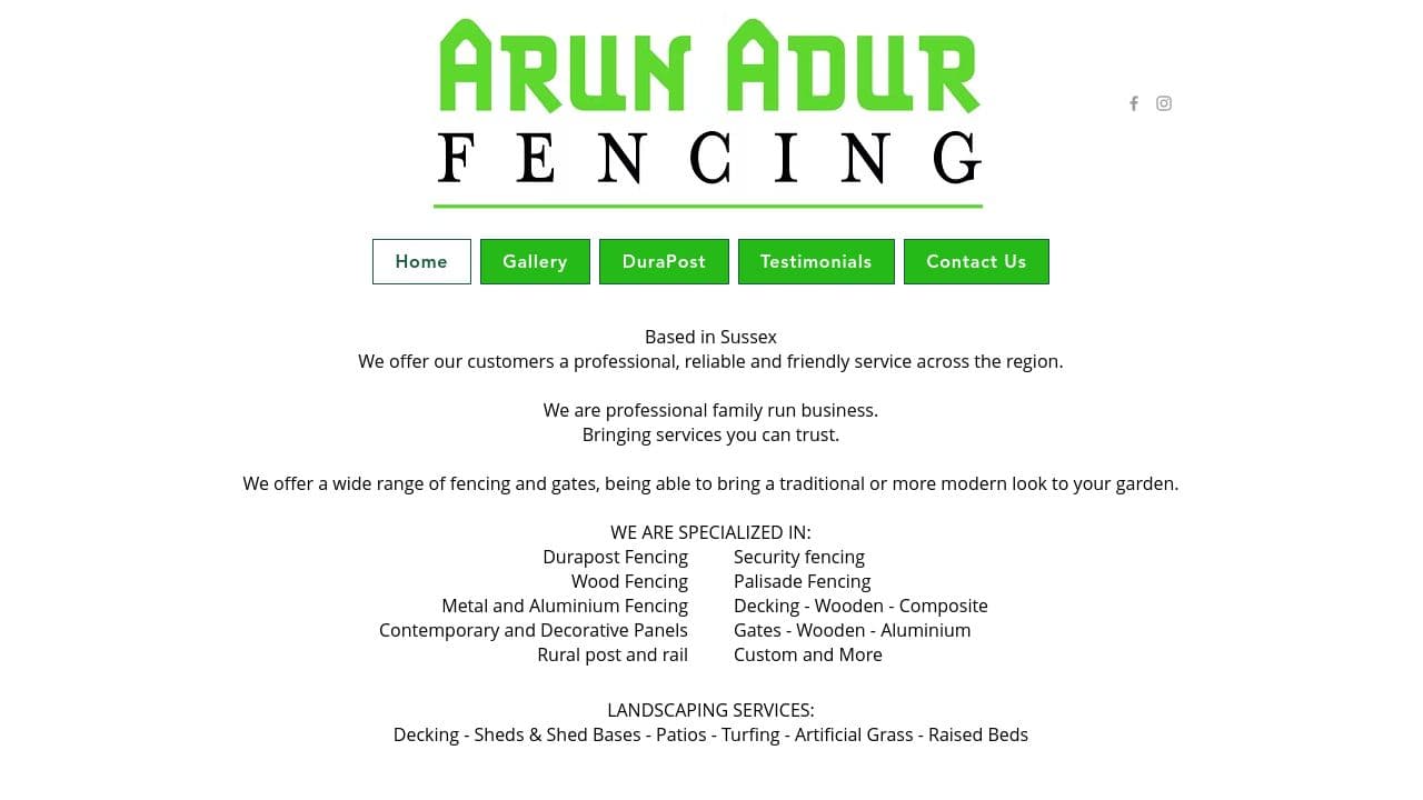 ARUN ADUR FENCING LIMITED website screenshot