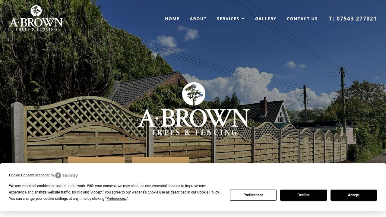 A BROWN SERVICES LIMITED website screenshot