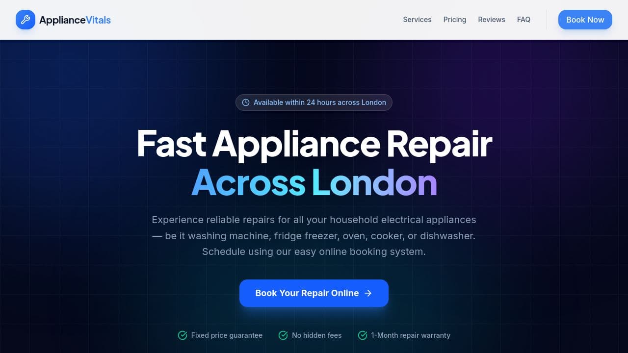 APPLIANCE VITALS LTD website screenshot