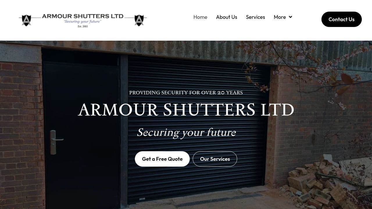 ARMOUR SHUTTERS LTD website screenshot
