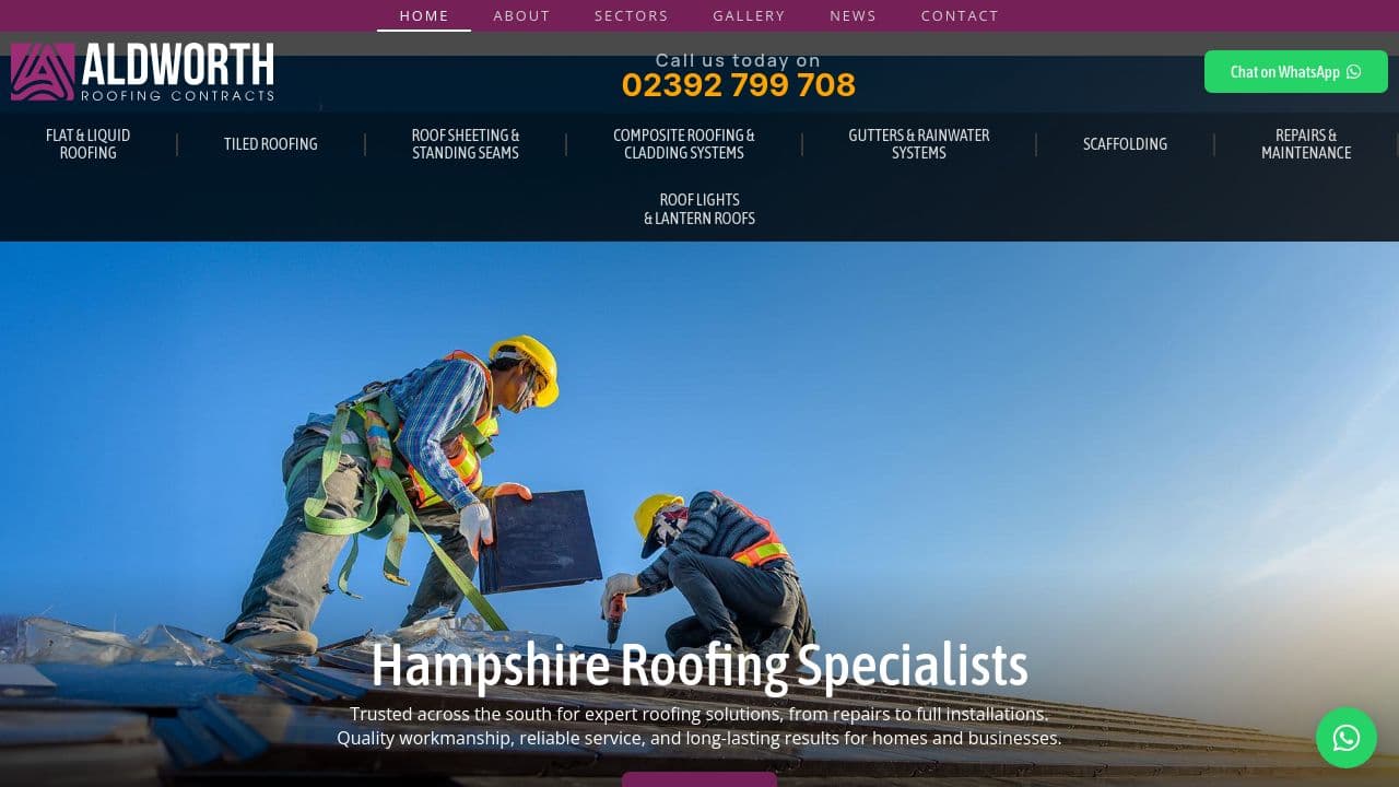 ALDWORTH ROOFING CONTRACTS LTD website screenshot