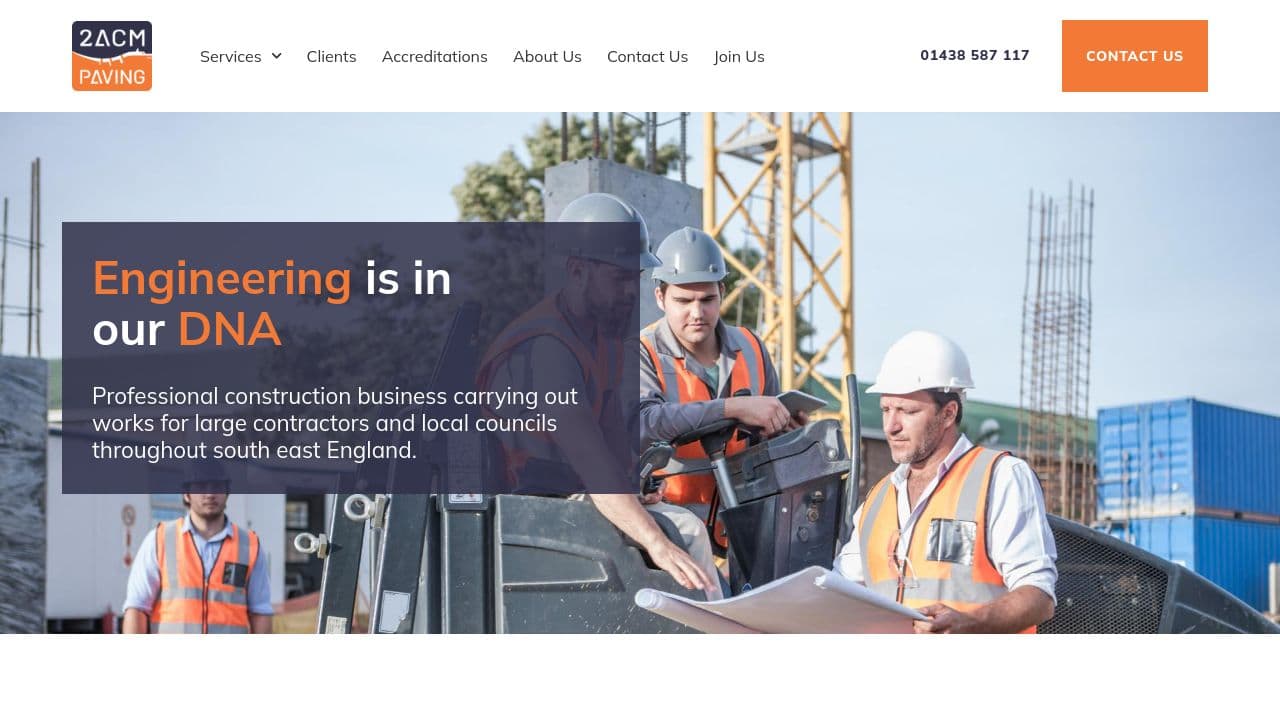 2ACM PAVING LTD website screenshot