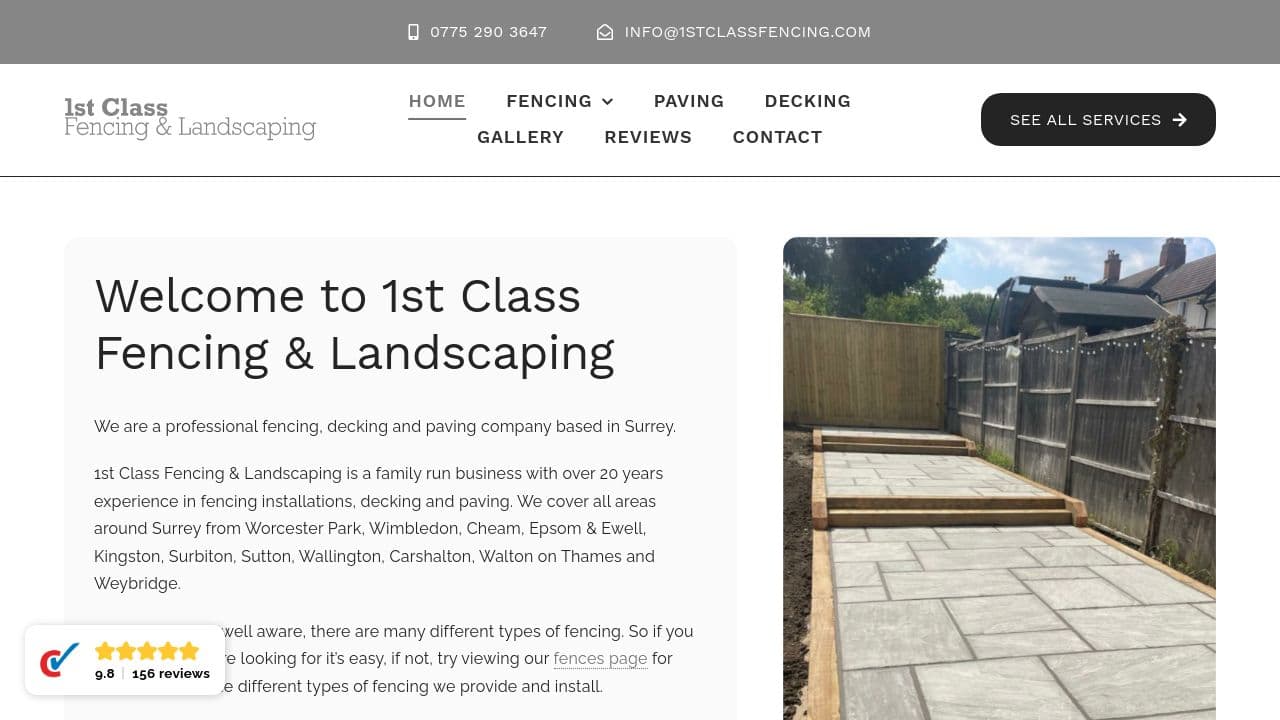 1ST CLASS FENCING & LANDSCAPING LIMITED website screenshot