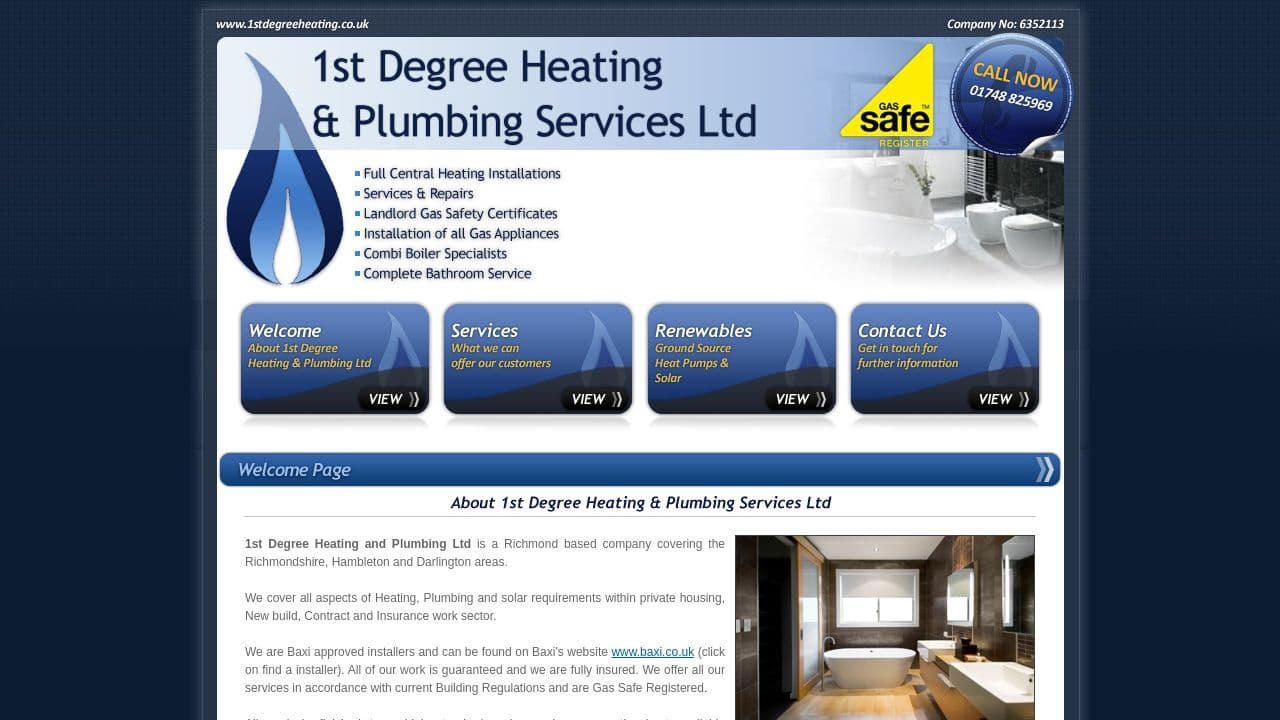 1ST DEGREE HEATING AND PLUMBING SERVICES LIMITED website screenshot