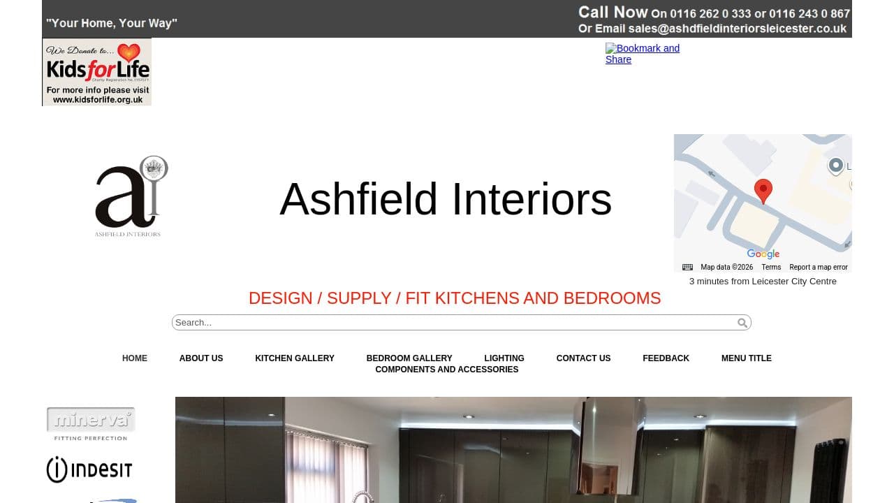ASHFIELD INTERIORS LEICESTER LIMITED website screenshot