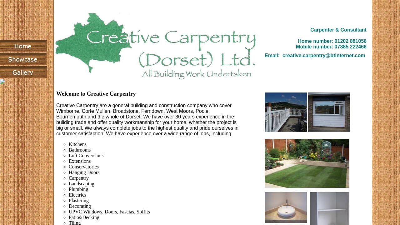 CREATIVE CARPENTRY (DORSET) LIMITED website screenshot