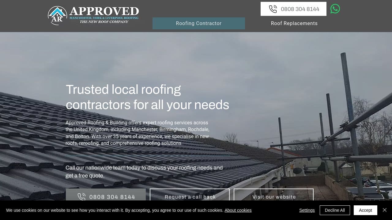APPROVED ROOFING & BUILDING LTD website screenshot