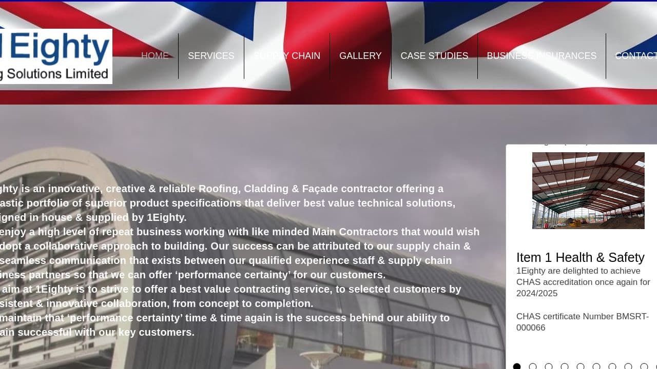 1EIGHTY ROOFING SOLUTIONS LIMITED website screenshot