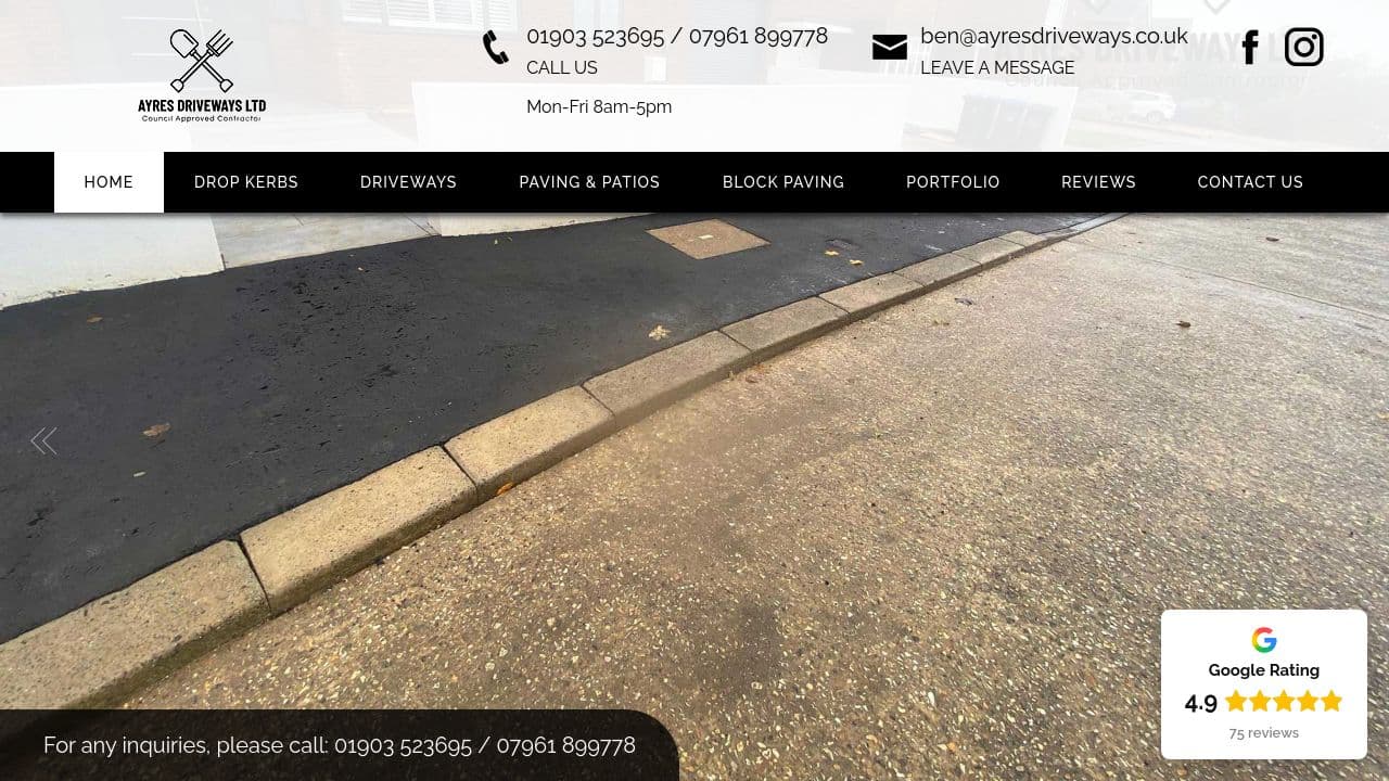 AYRES DRIVEWAYS LIMITED website screenshot