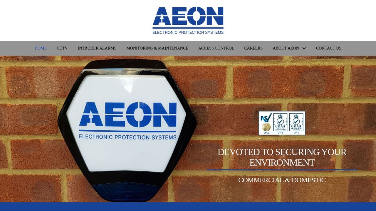 AEON ELECTRONIC PROTECTION SYSTEMS LTD website screenshot