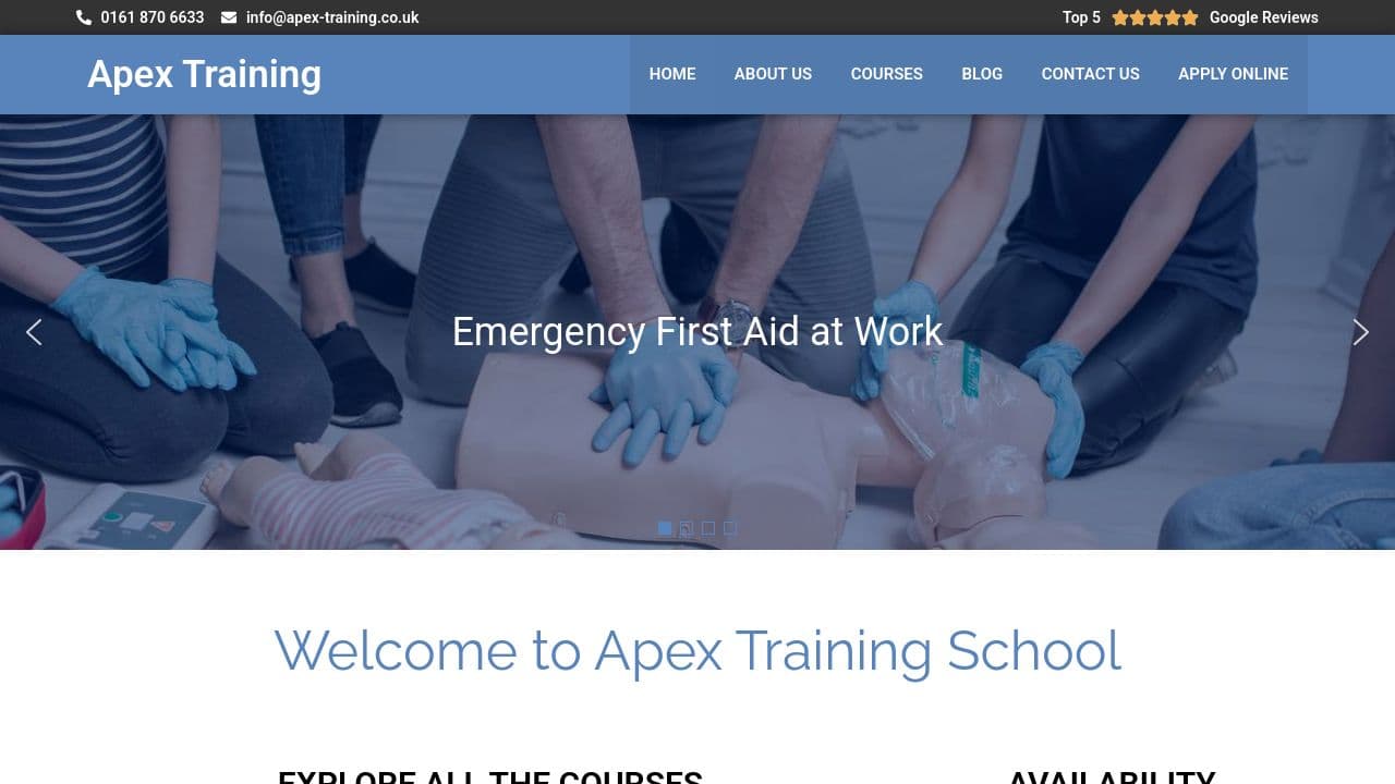 APEX  SIA TRAINING LTD website screenshot