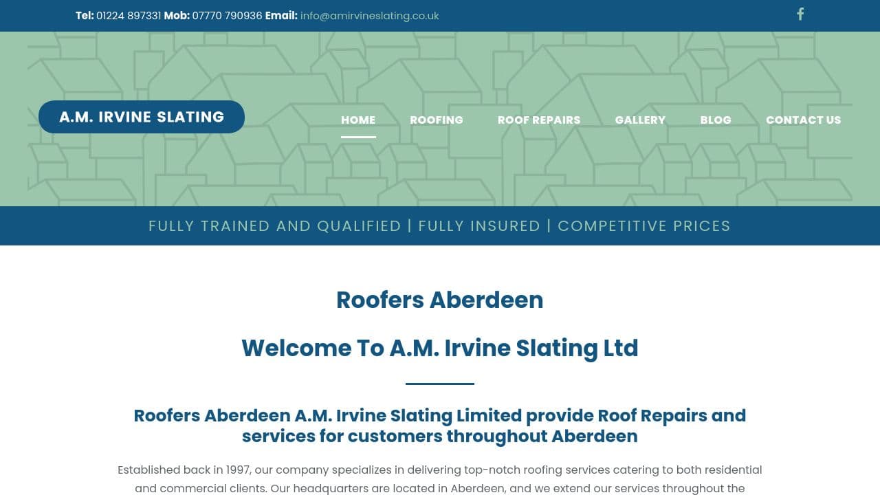 A M IRVINE SLATING LTD. website screenshot