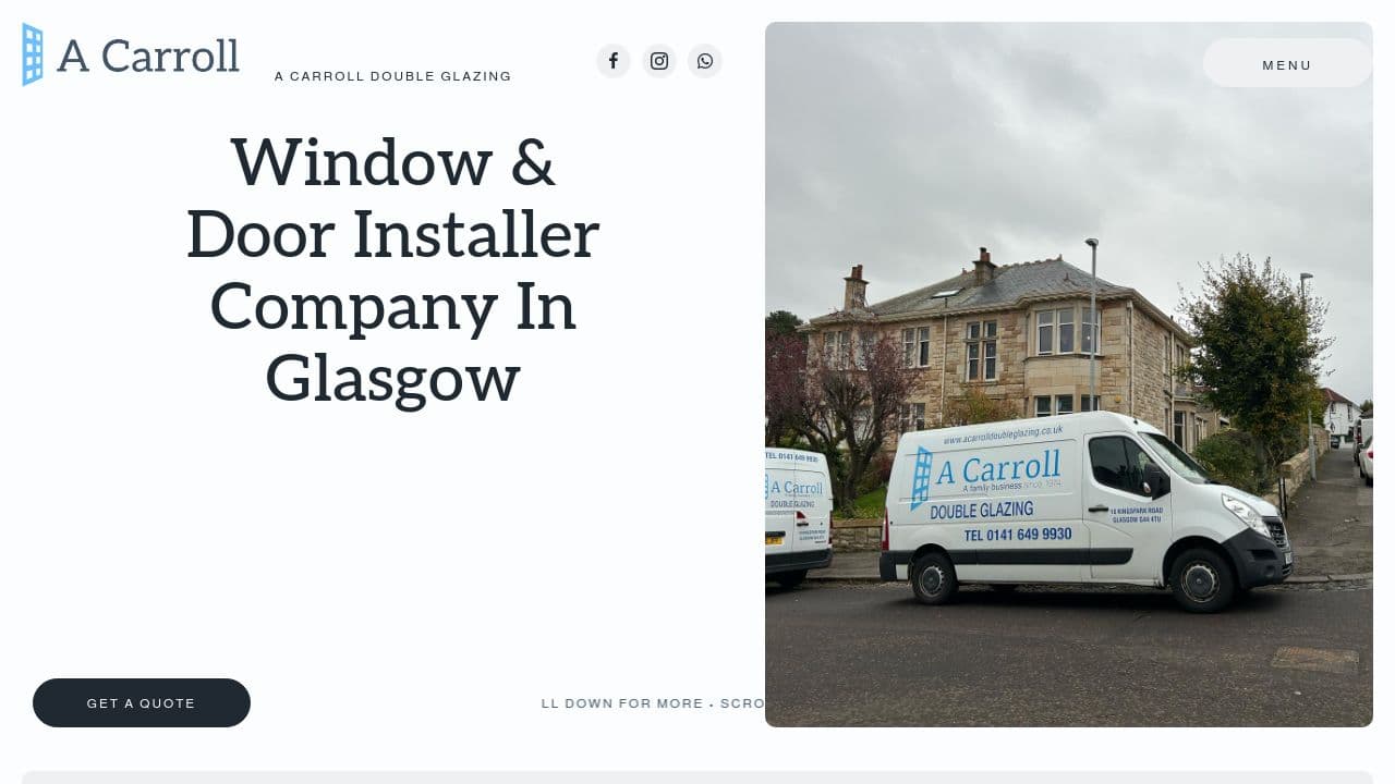 A CARROLL DOUBLE GLAZING LIMITED website screenshot