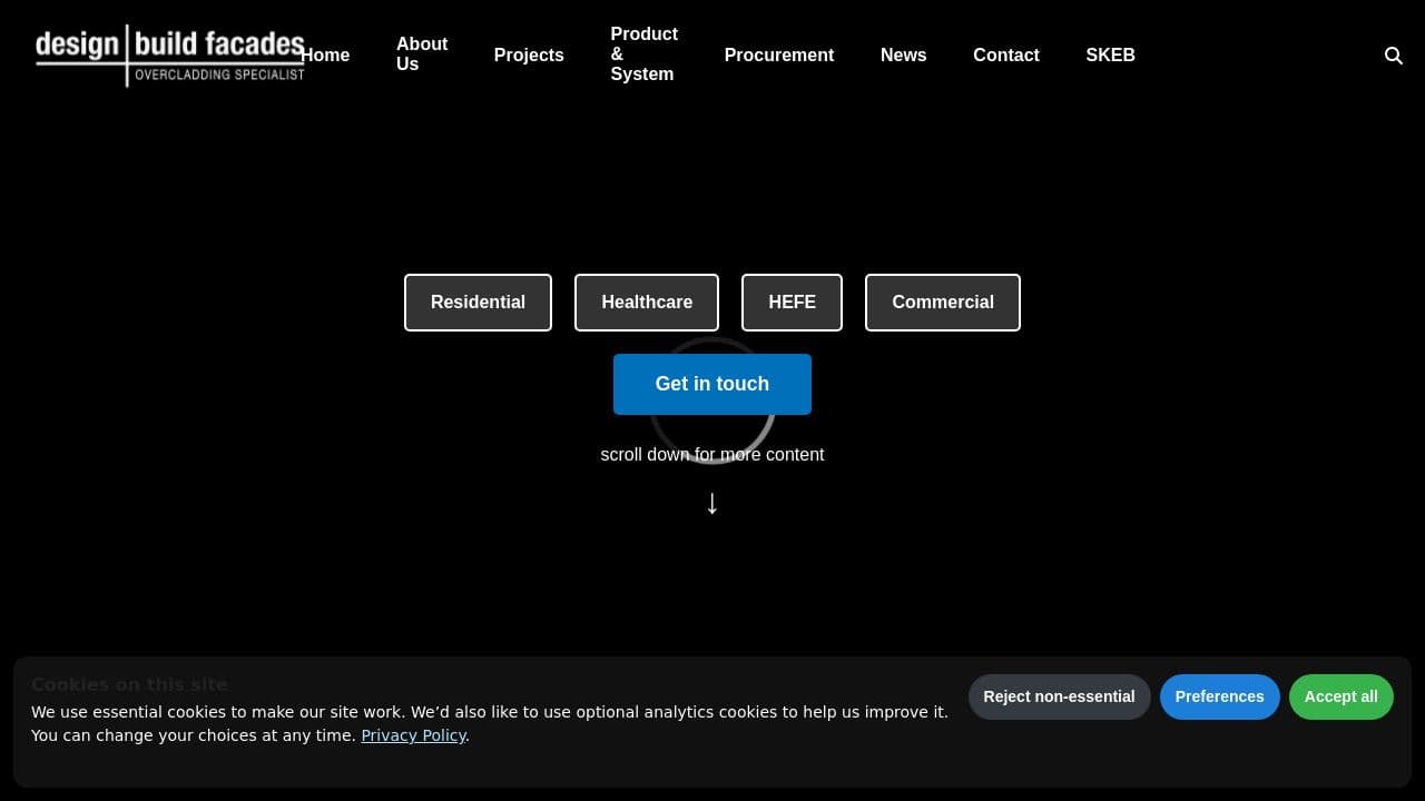 D & B FACADES UK LIMITED website screenshot