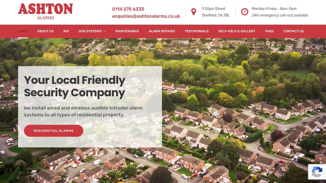 ASHTON ALARMS LIMITED website screenshot