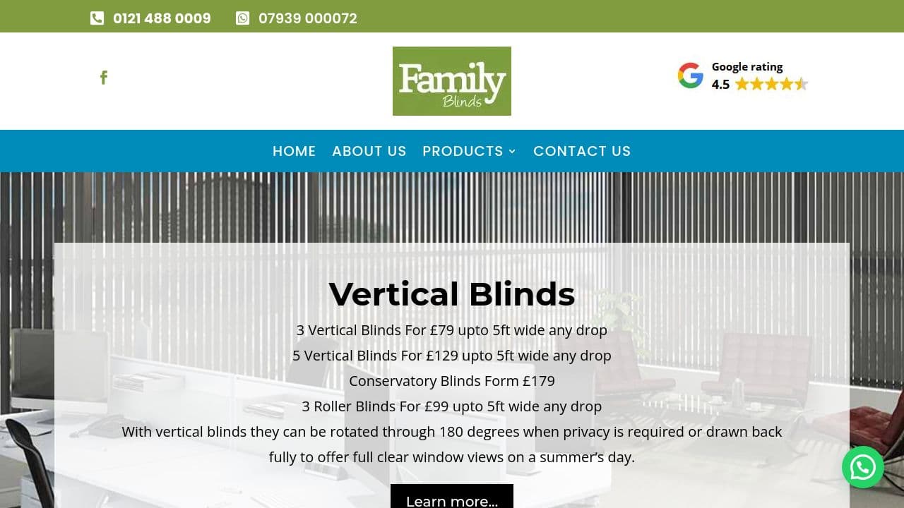 BIRMINGHAM FAMILY CARPET & BLINDS LTD website screenshot