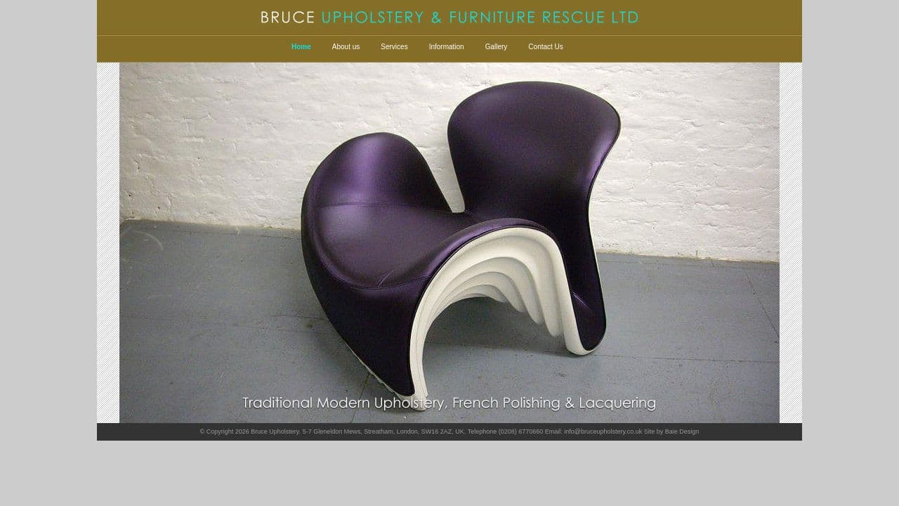 BRUCE UPHOLSTERY & FURNITURE RESCUE LIMITED website screenshot