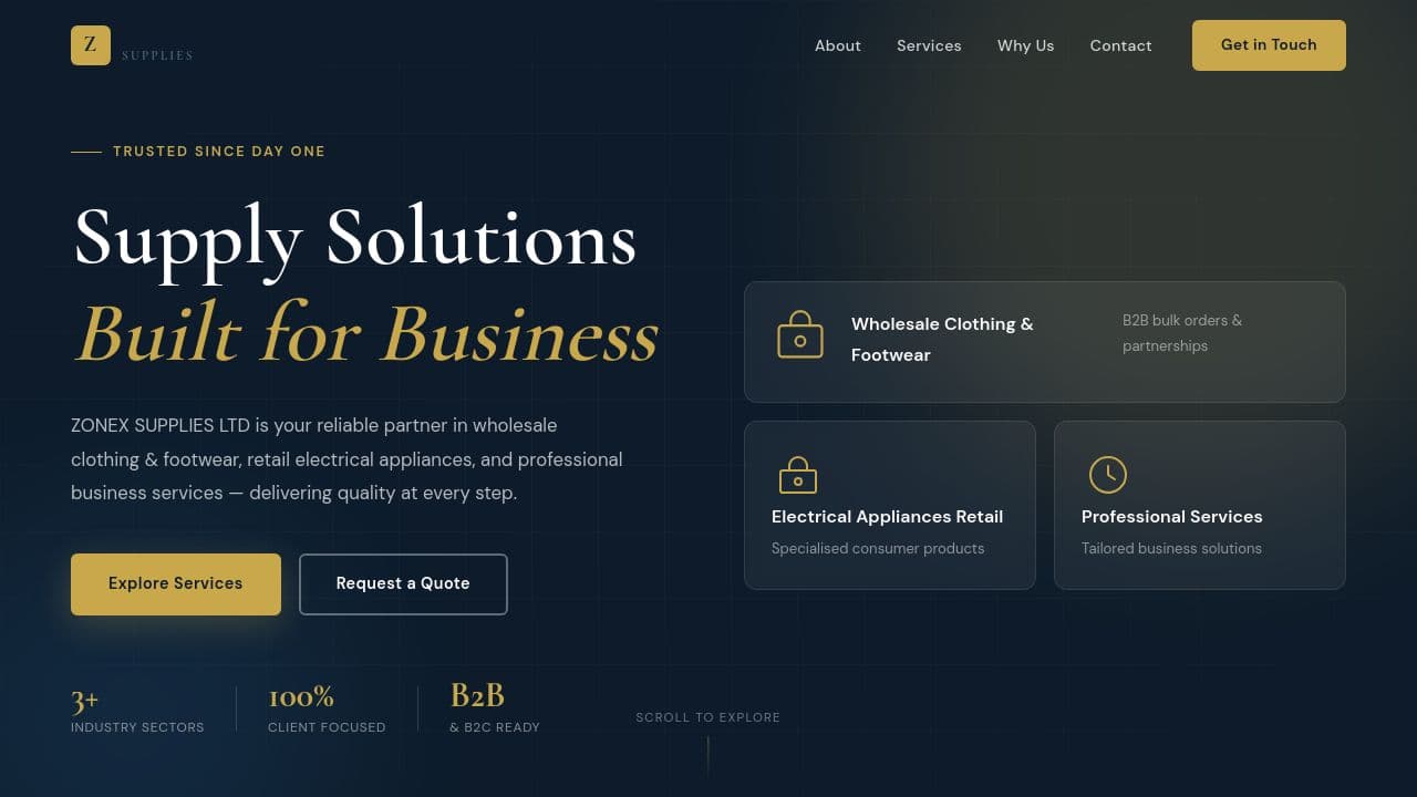 ZONEX SUPPLIES LTD website screenshot