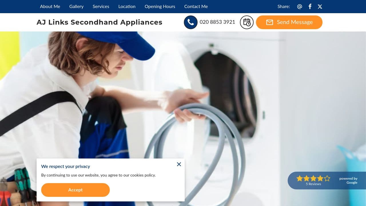 AJ LINKS APPLIANCES LTD website screenshot